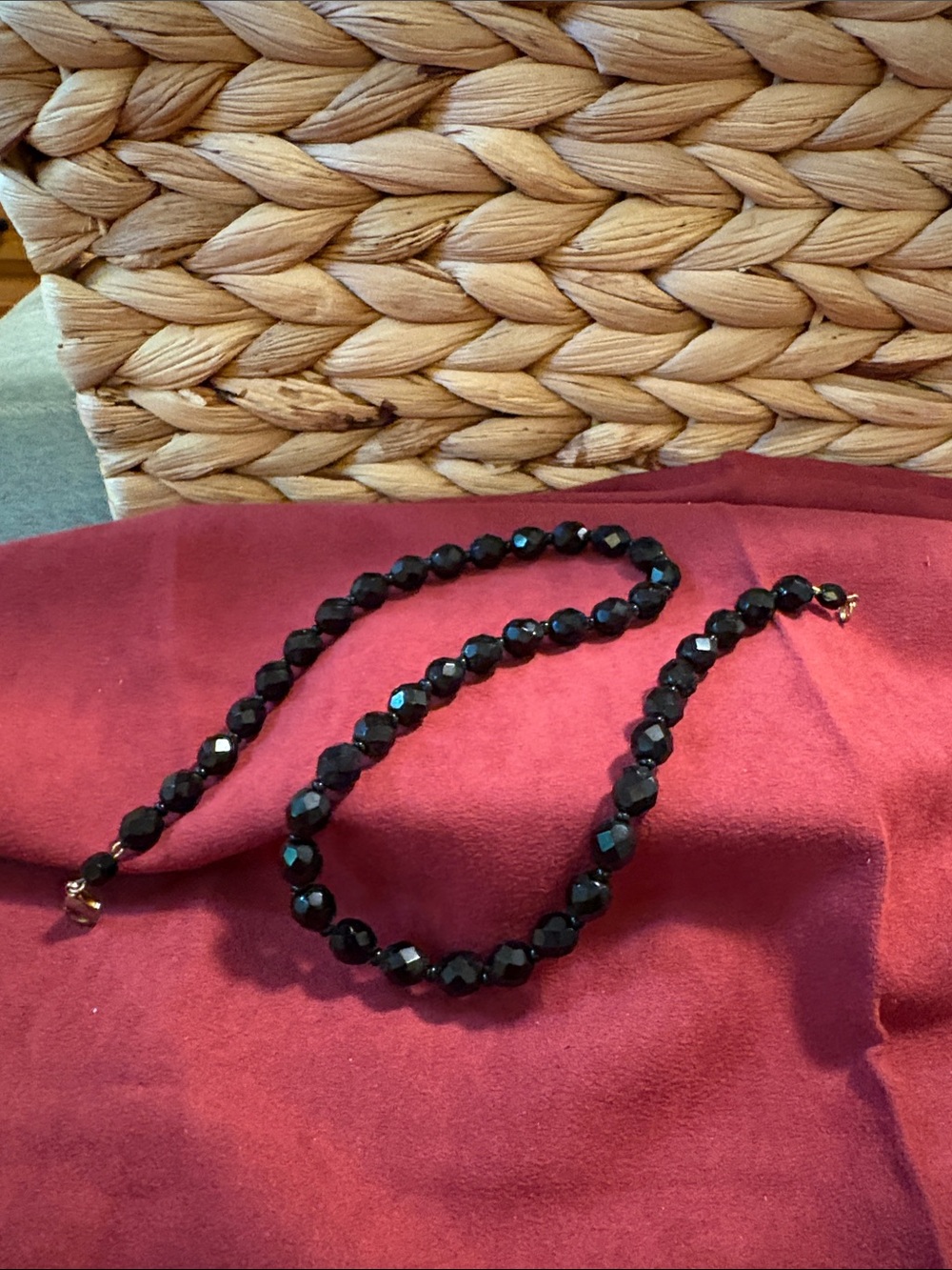 Classic Black Faceted Bead Necklace - Vintage